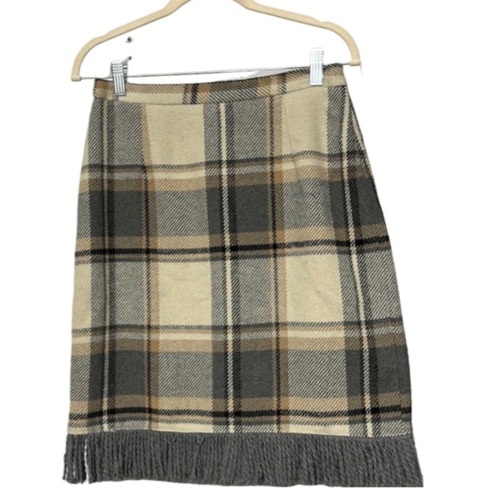 For cynthia Fringe Plaid Wool Blend skirt size Small